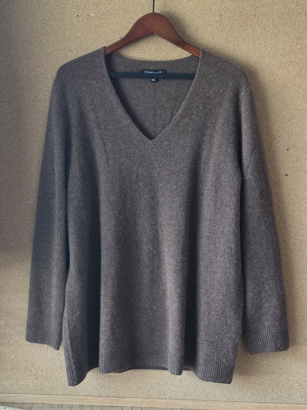 41 Hawthorn 100% Cashmere Brown V-Neck Sweater 3X Fall Cozy Chic Neutral